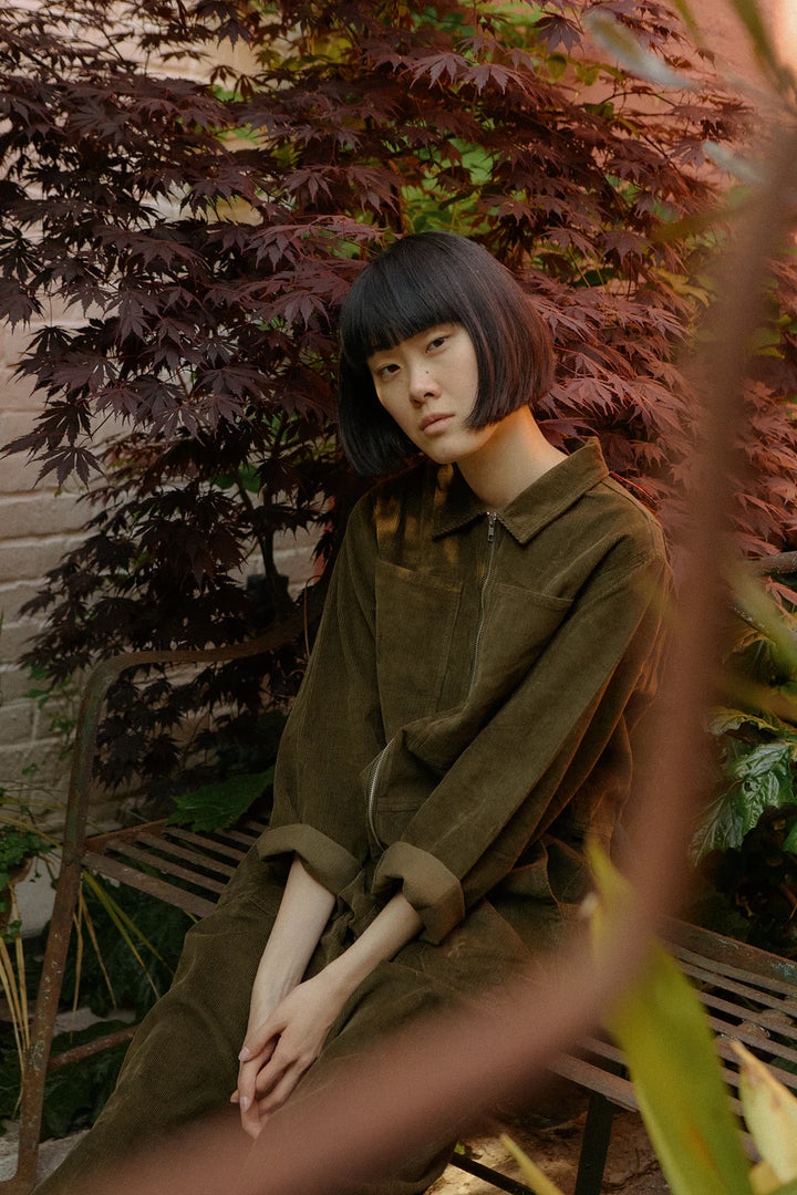 Dominic Boilersuit Corduroy - Dark Olive