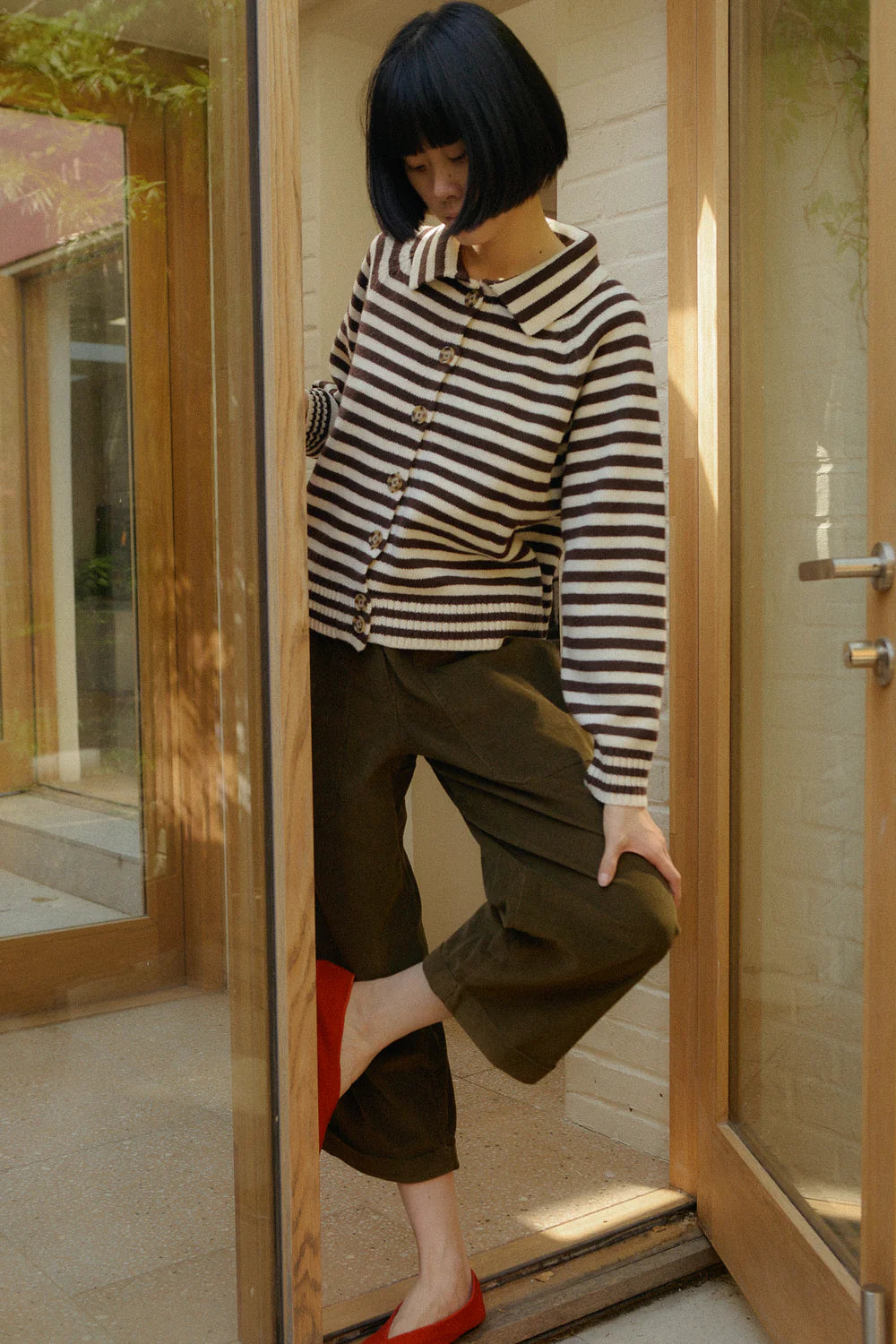 Lytton Cardigan - Espresso Stripe