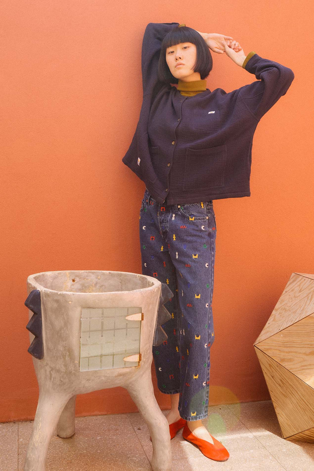 Wide Chore Coat Longline - Midnight