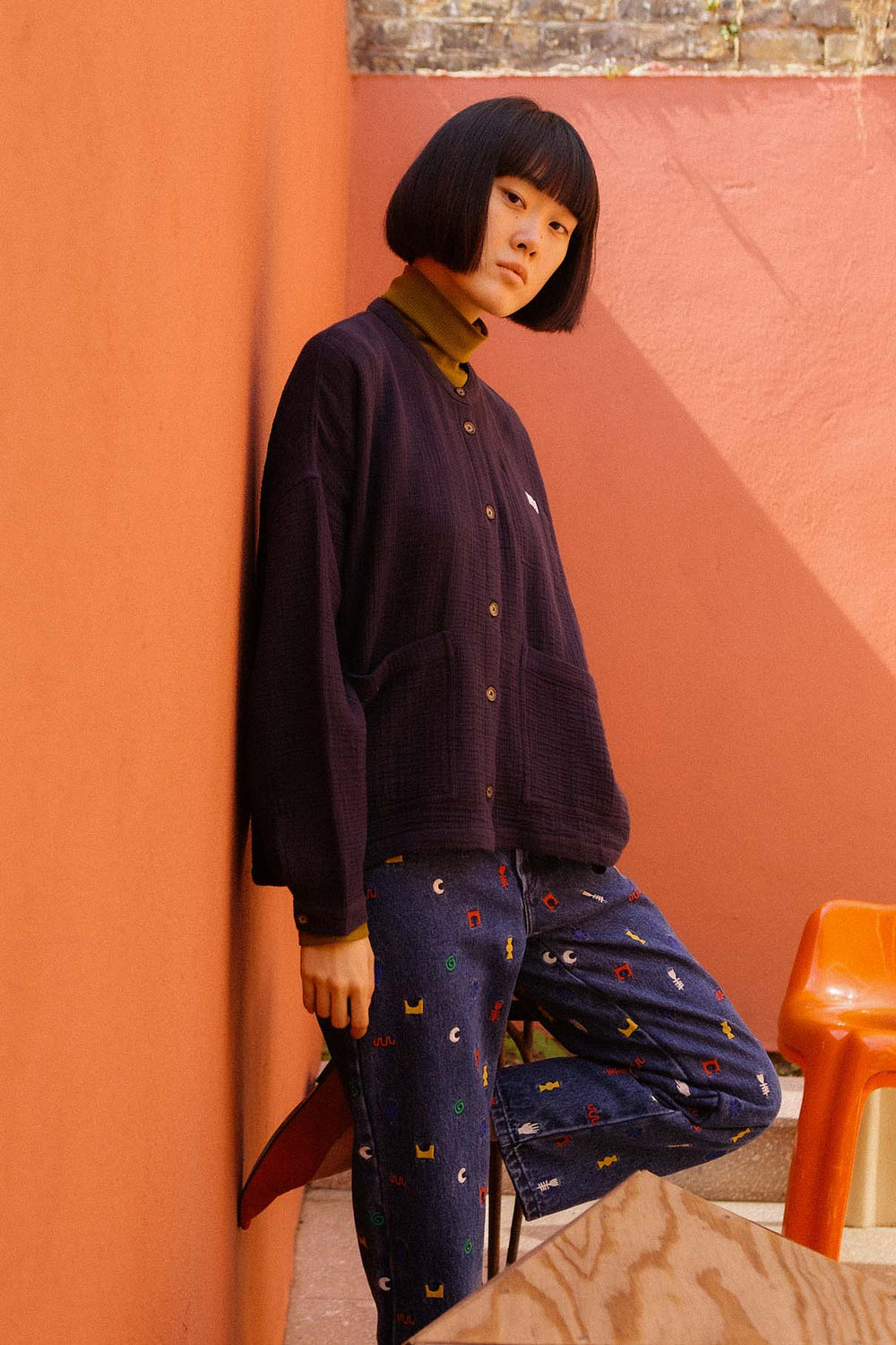 Wide Chore Coat Longline - Midnight