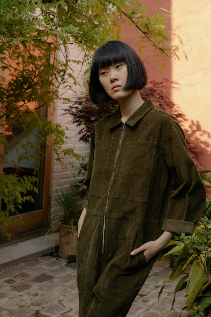 Dominic Boilersuit Corduroy - Dark Olive