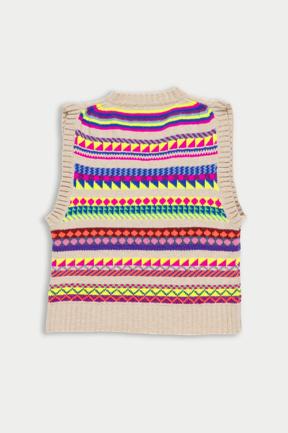 Neon Fairisle V-Neck Vest - Multi
