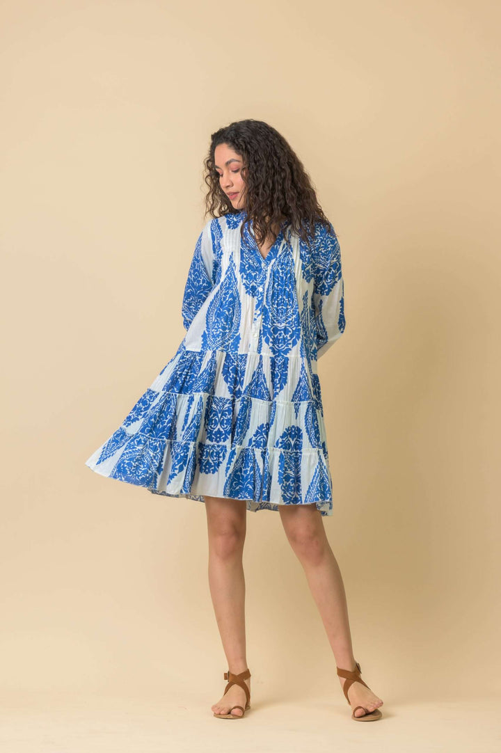 Lovejoy Dress - White/Blue Emperor - Frontiers Woman