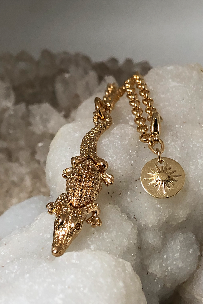 Large Crocodile Charm Necklace
