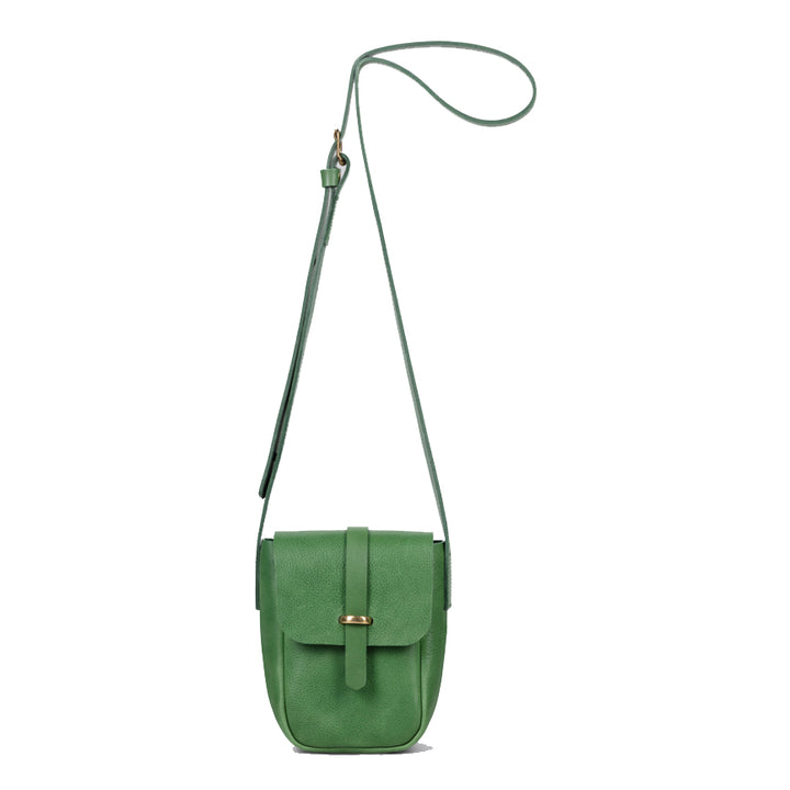 Lark Tall Crossbody Satchel Bag - Grainy Evergreen Leather