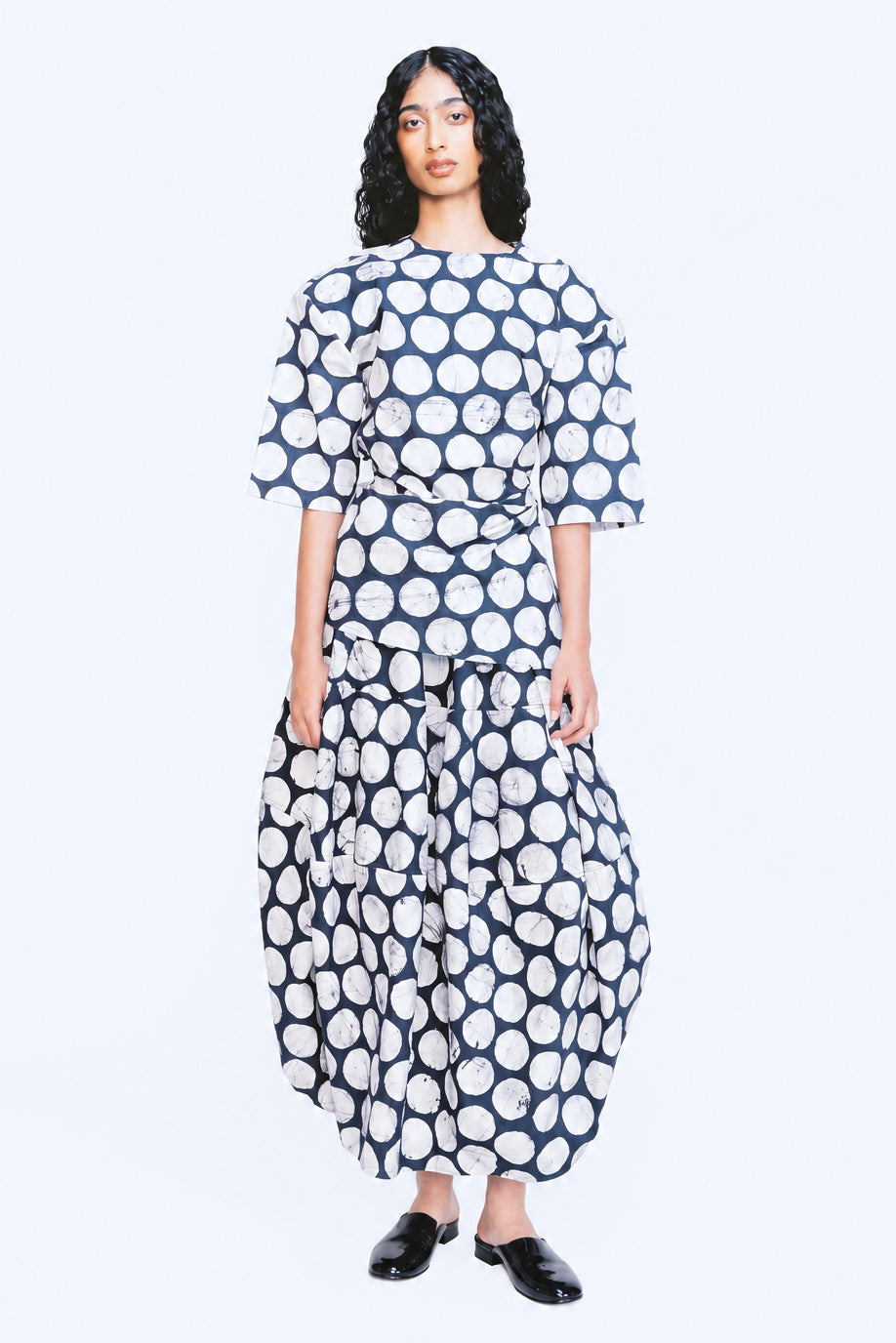 Barrel Skirt - Polka Batik Print