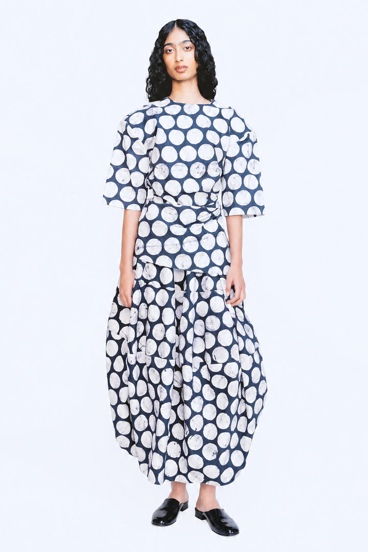 Barrel Skirt - Polka Batik Print