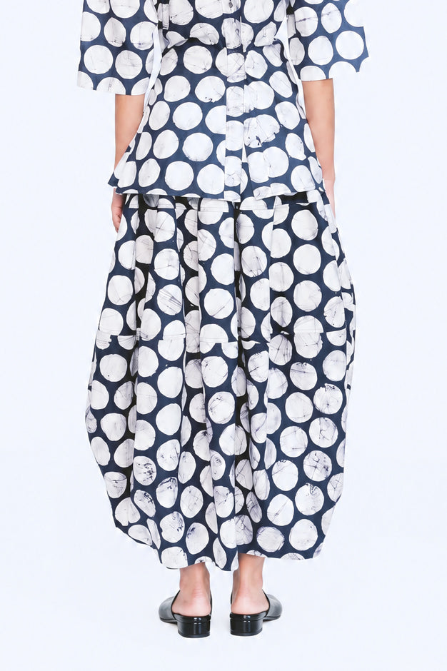 Barrel Skirt - Polka Batik Print
