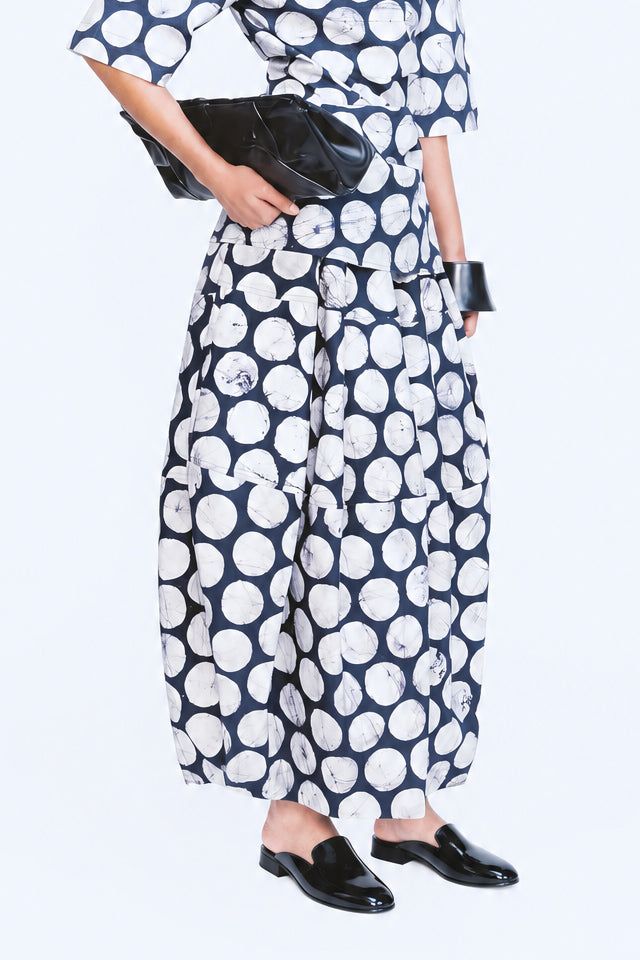Barrel Skirt - Polka Batik Print