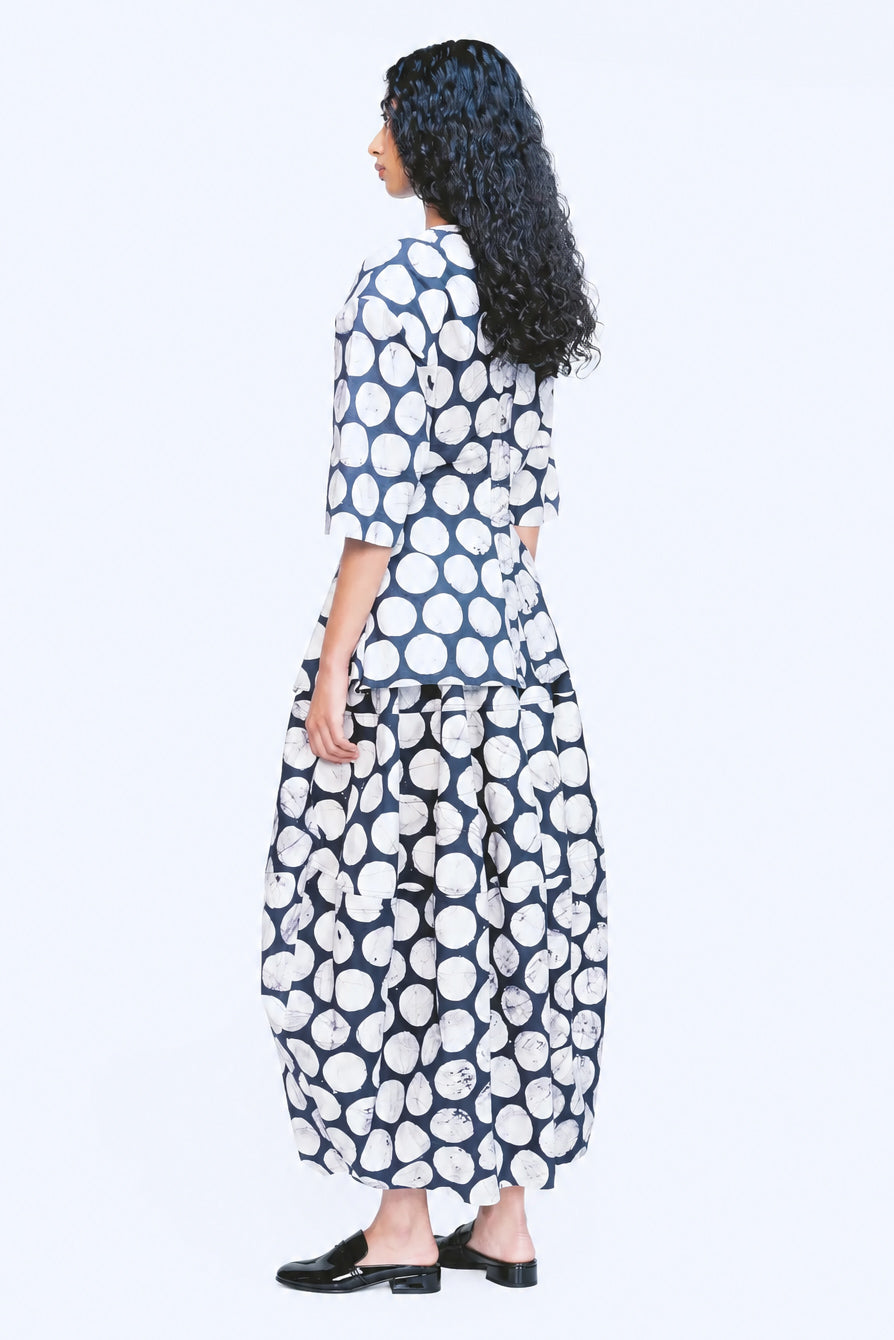 Barrel Skirt - Polka Batik Print