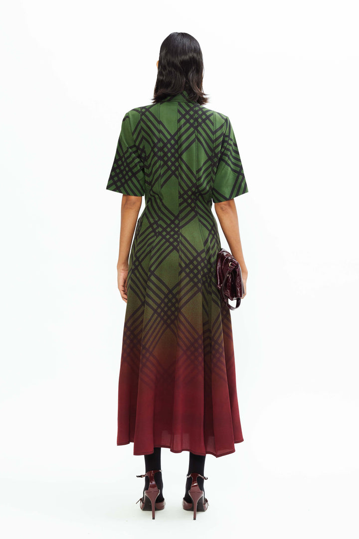 Classic Seoul Dress - Hunter Green Tartan Print