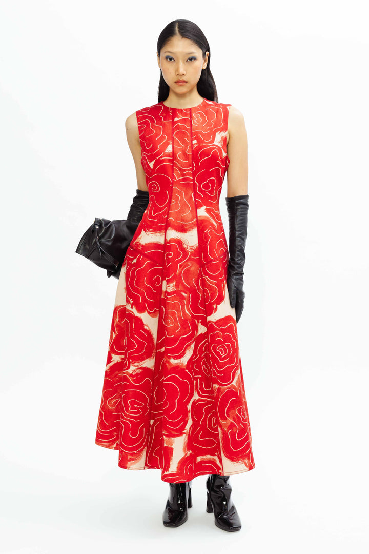 Classic Bennet Dress - Red Rose Print