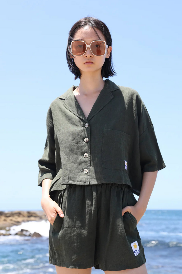 Maxim Linen Shirt - Dark Forest