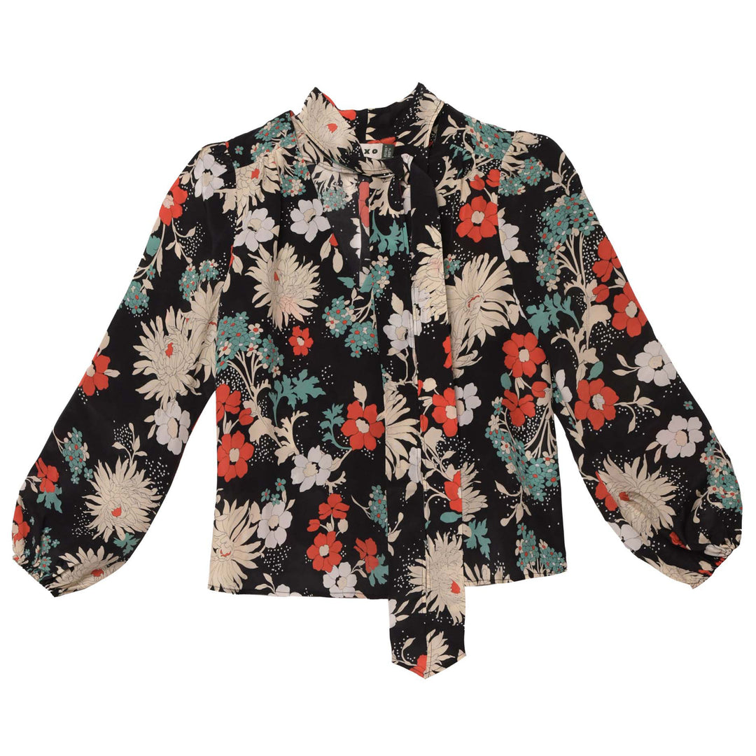 Moss Silk Blouse - French Floral Black