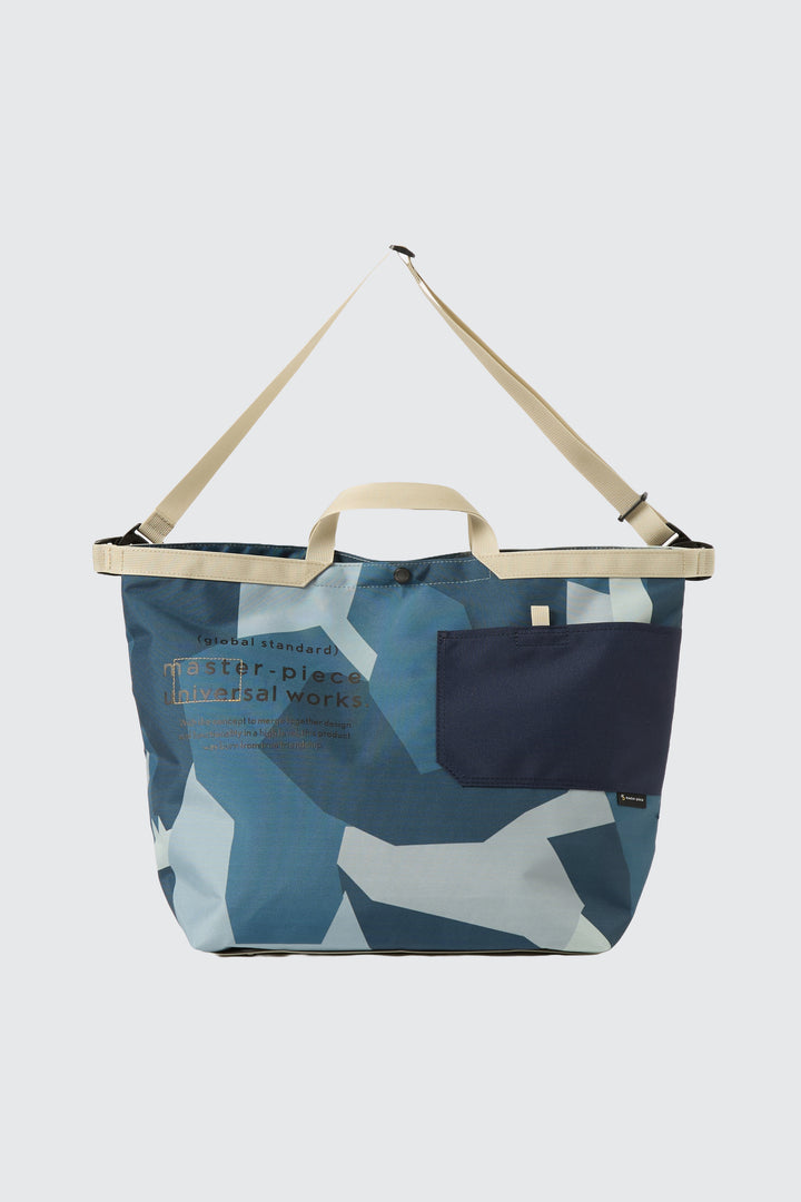 UW X Master-Piece Collab | Large Tote Bag - Blue Camo Recycled Tech Canvas - Frontiers Woman