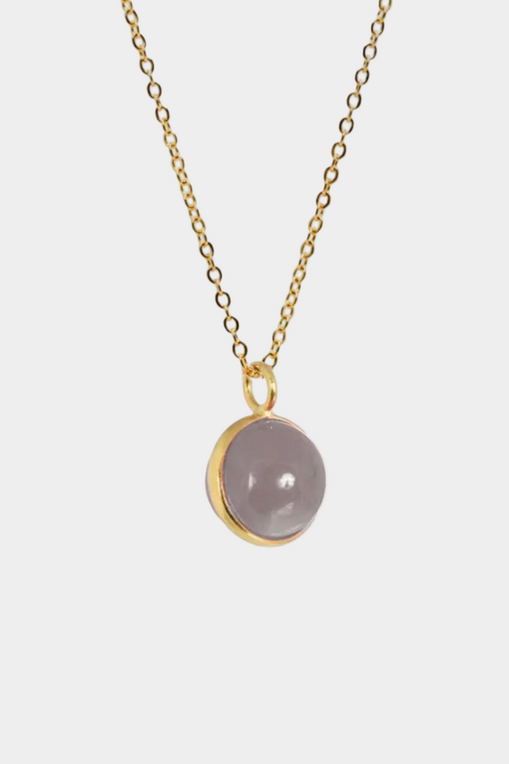 Magic Crystal Ball Pendant Necklace - Grey Chalcedony