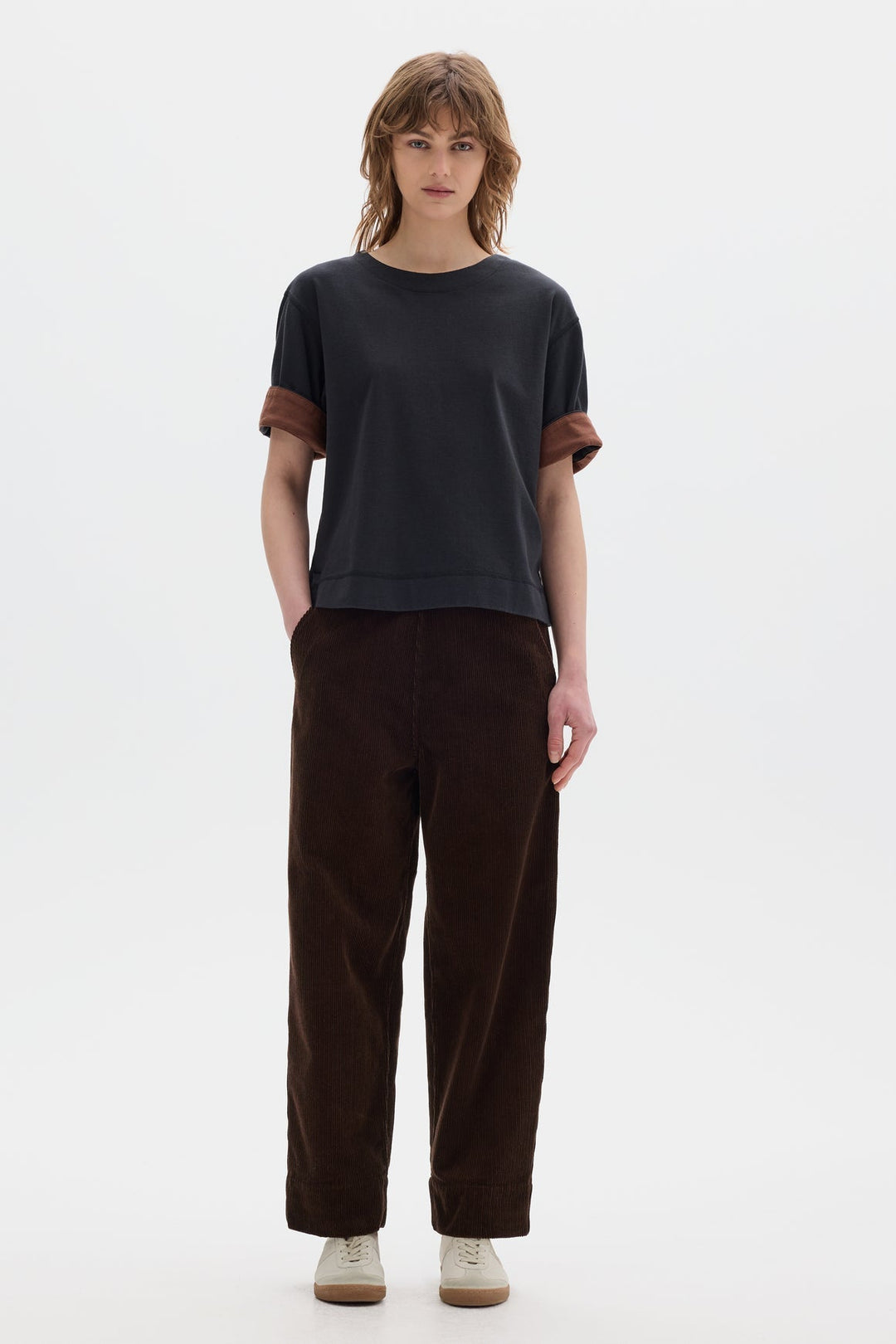 Cuffed T-shirt - Black/Rust