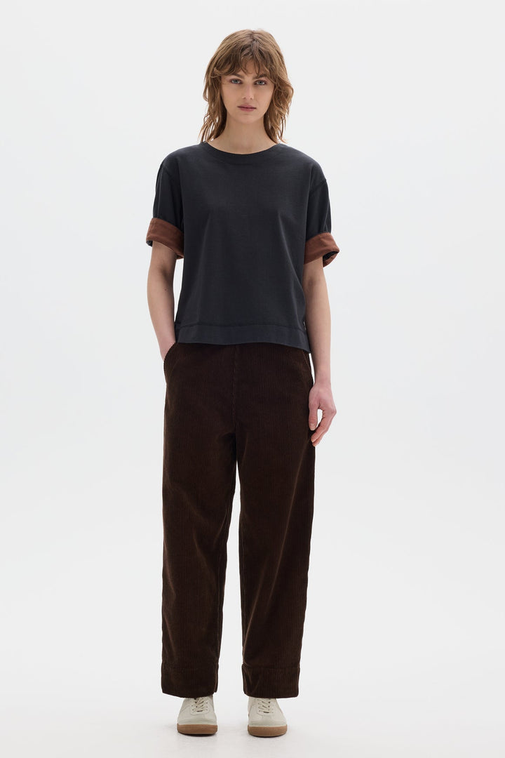 Cuffed T-shirt - Black/Rust