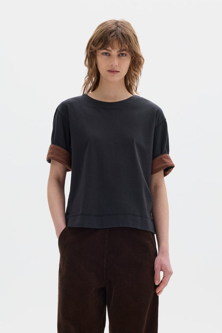 Cuffed T-shirt - Black/Rust