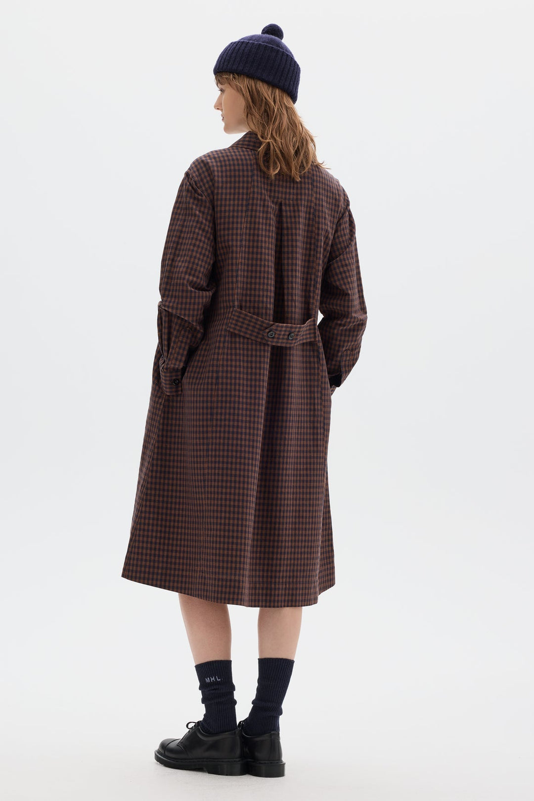 Offset Placket Dress -Chestnut Gingham