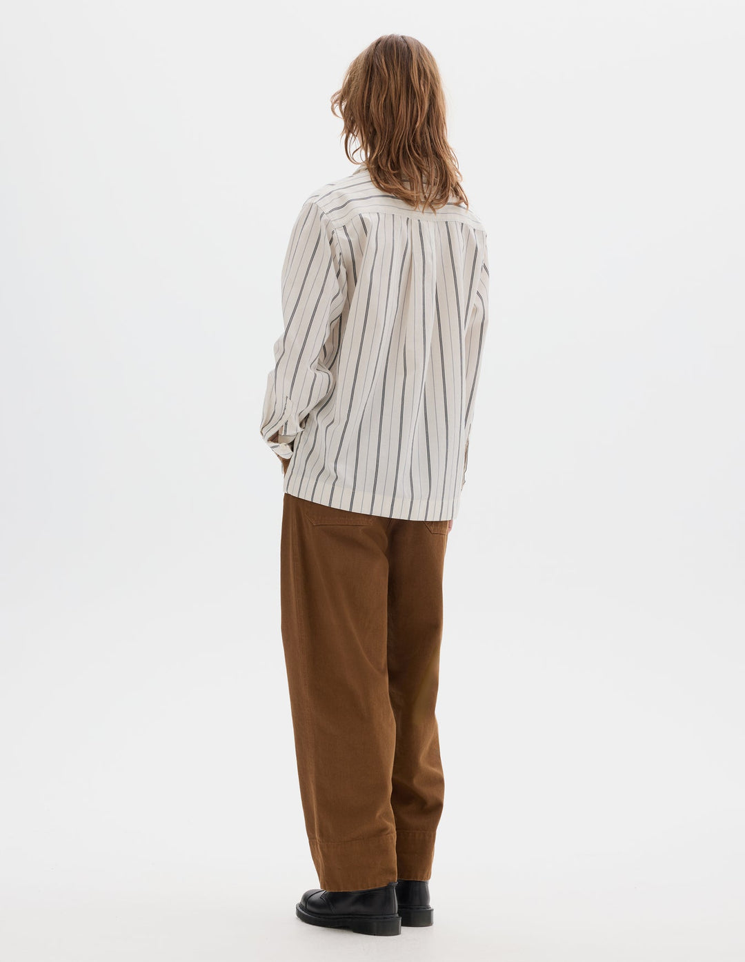 Pull on Japanese Wide Stripe Shirt - Off White/Navy