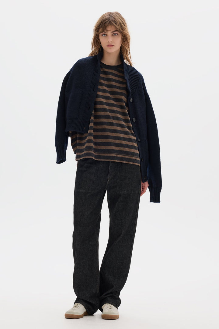 Wool Bomber Cardigan - Ink