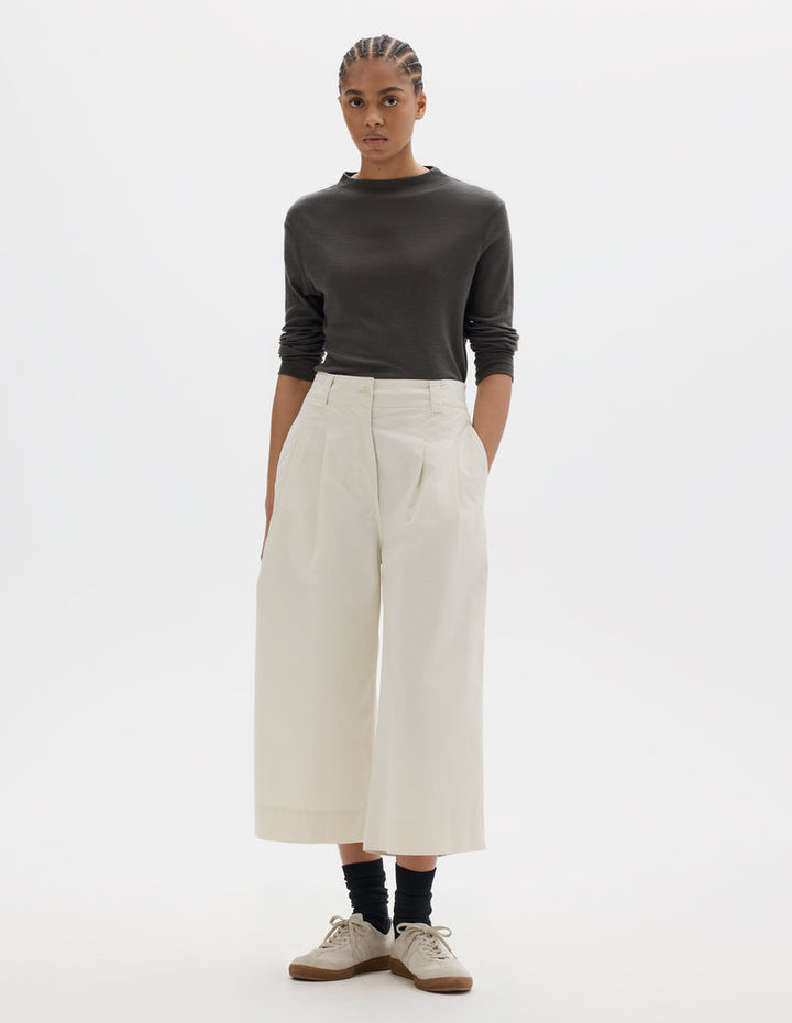 Pleated Culottes Soft Dense Cotton - Chalk