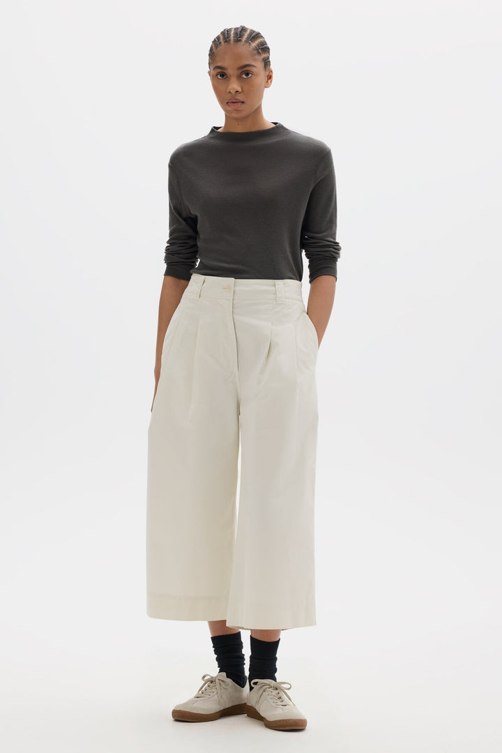Pleated Culottes Soft Dense Cotton - Chalk
