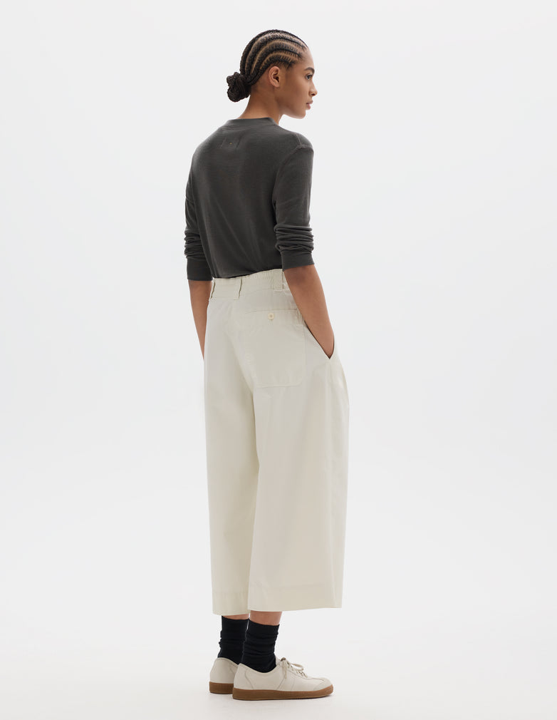 Pleated Culottes Soft Dense Cotton - Chalk