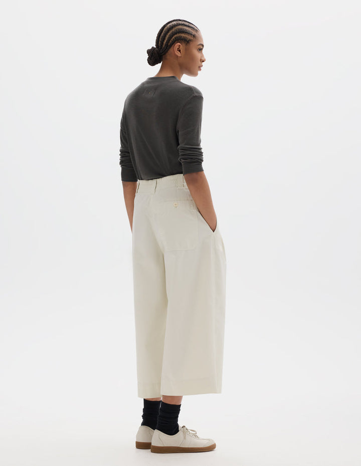 Pleated Culottes Soft Dense Cotton - Chalk