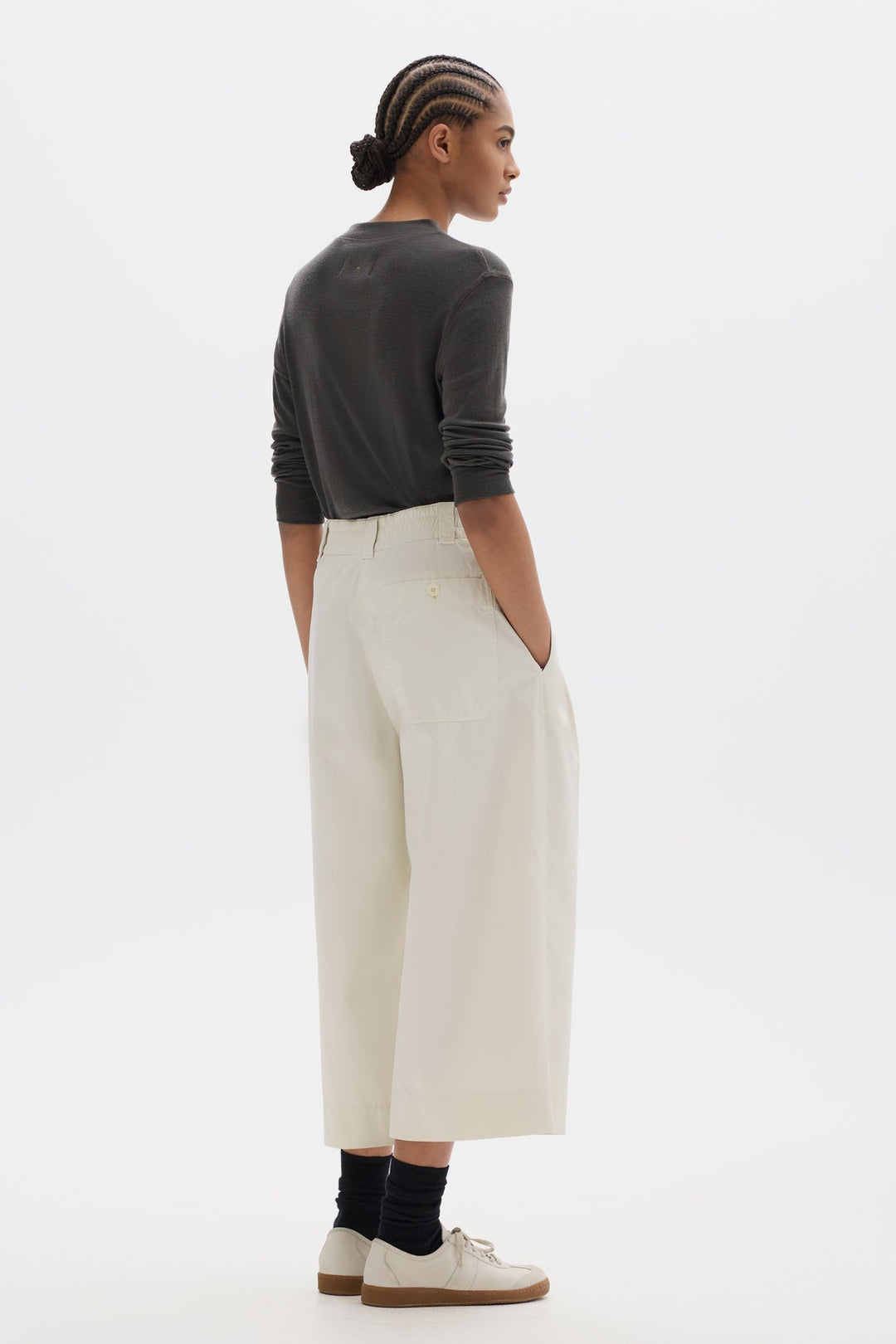 Pleated Culottes Soft Dense Cotton - Chalk