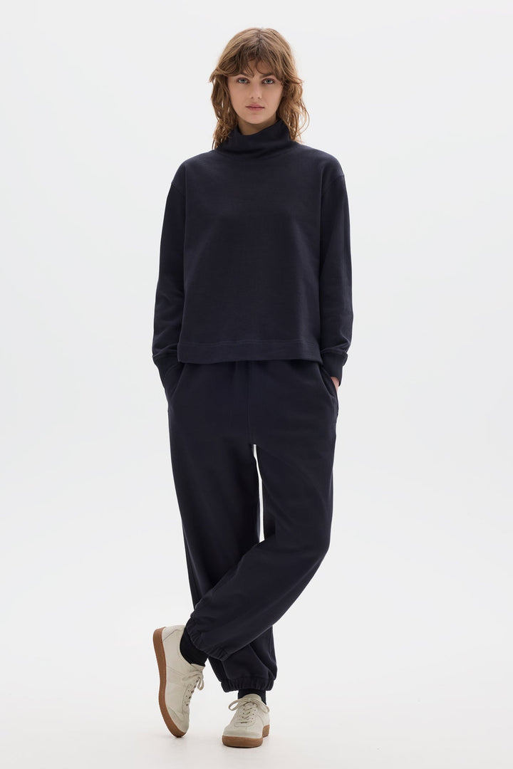 High Neck Loopback Sweatshirt - Midnight