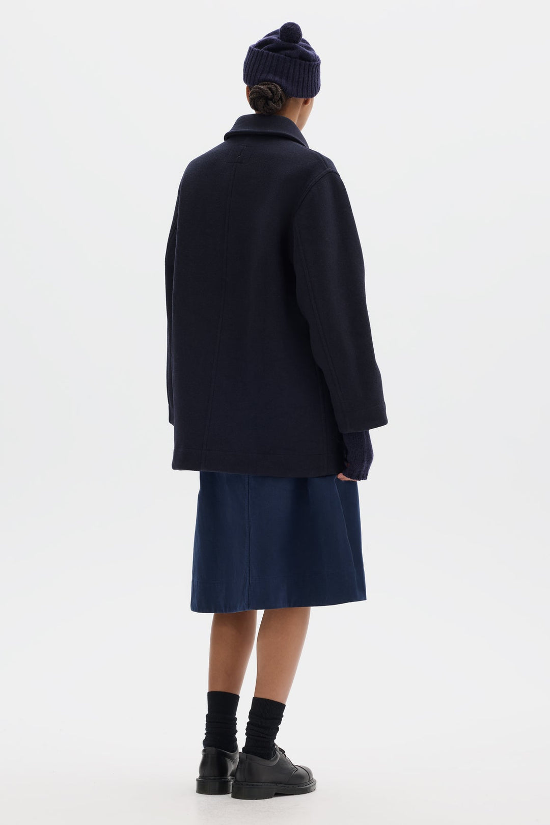 Offset Duffle Coat - Navy Wool