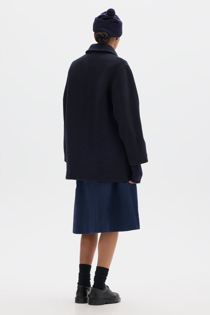 Offset Duffle Coat - Navy Wool