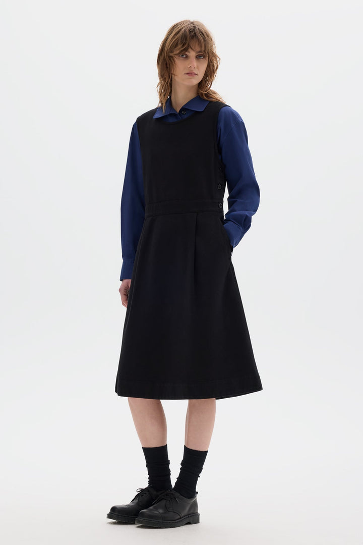 Sleeveless Pinafore Dress - Black