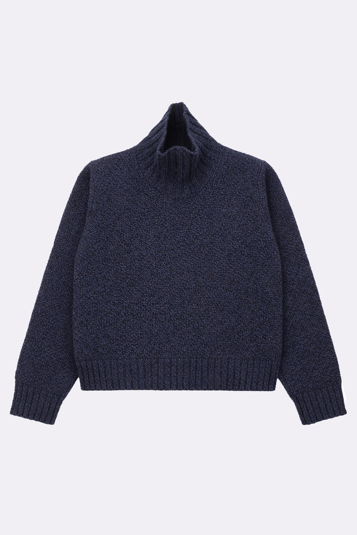 Funnel Neck Jumper - Navy Melange - Frontiers Woman