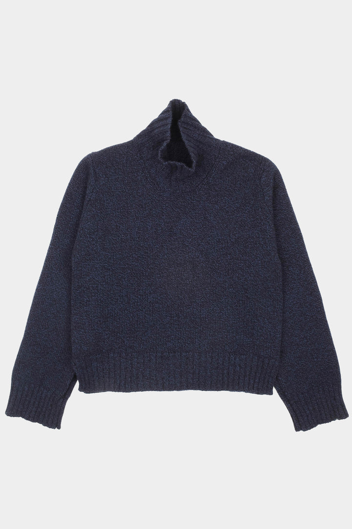 Funnel Neck Jumper - Navy Melange