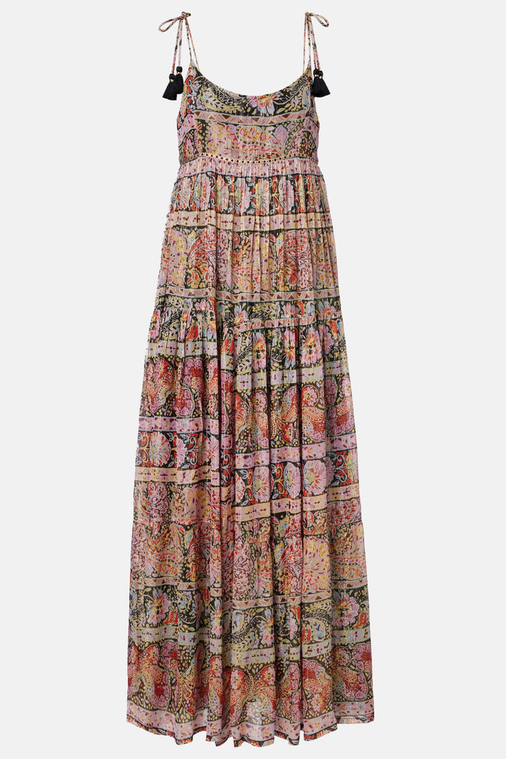Kamilah Lurex Chiffon midi dress - Cara Stripe Black
