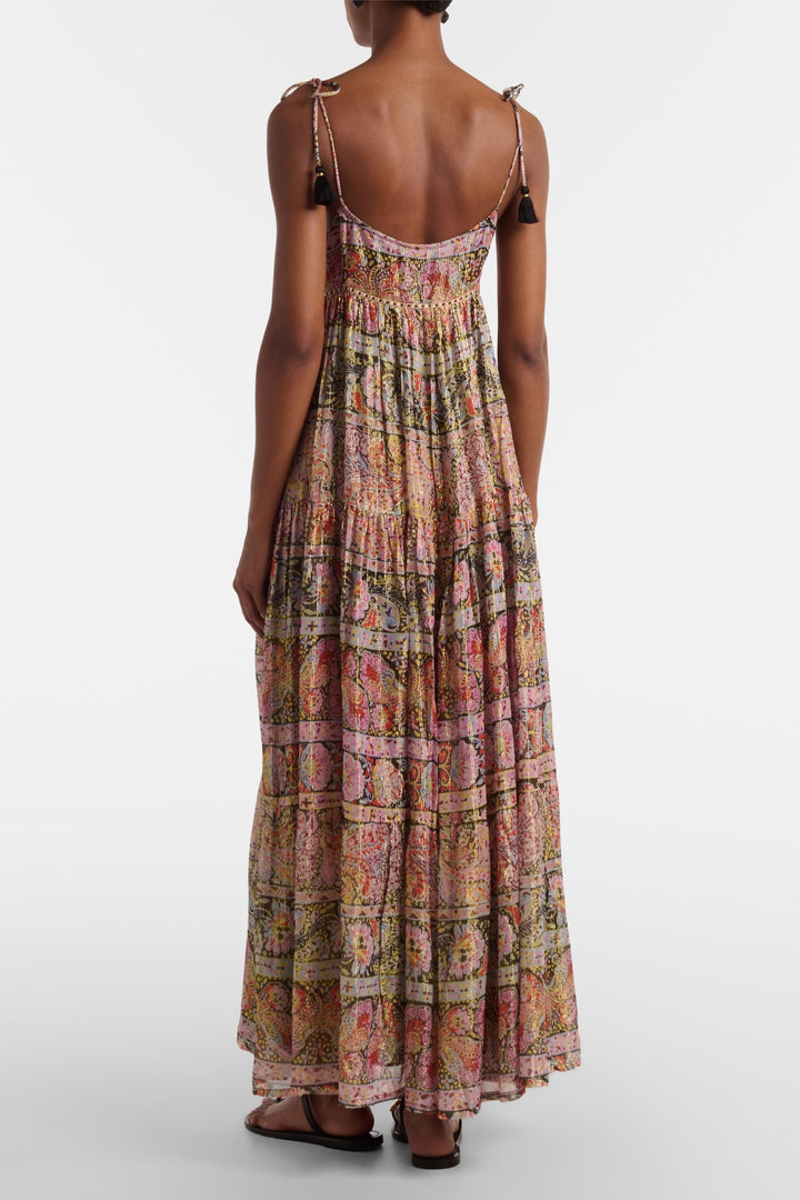 Kamilah Lurex Chiffon midi dress - Cara Stripe Black