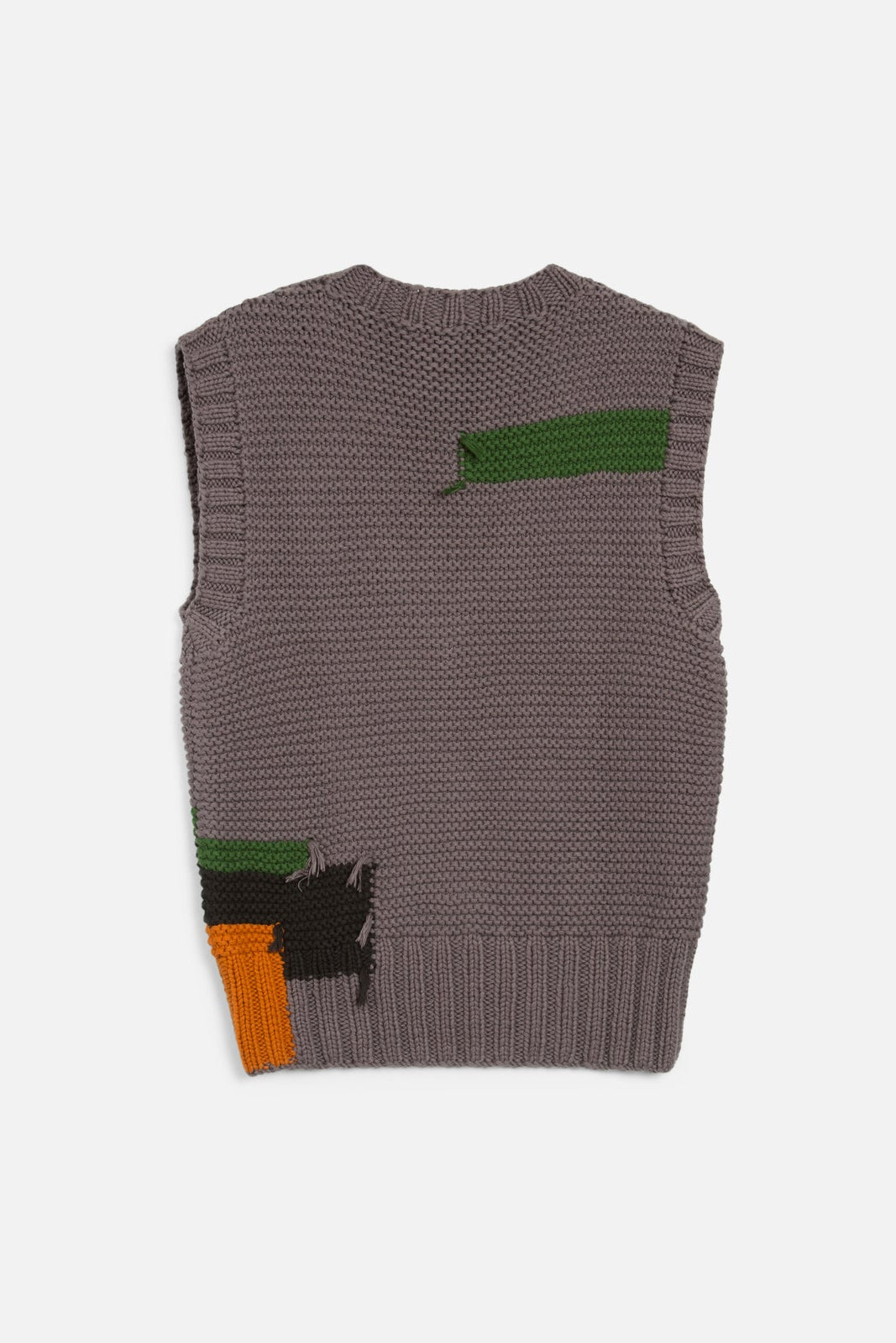 Heidi Vest - Grey Hand Knit Colour Blocks