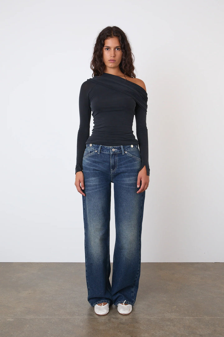 Kylie Cold Shoulder Top - Graphite