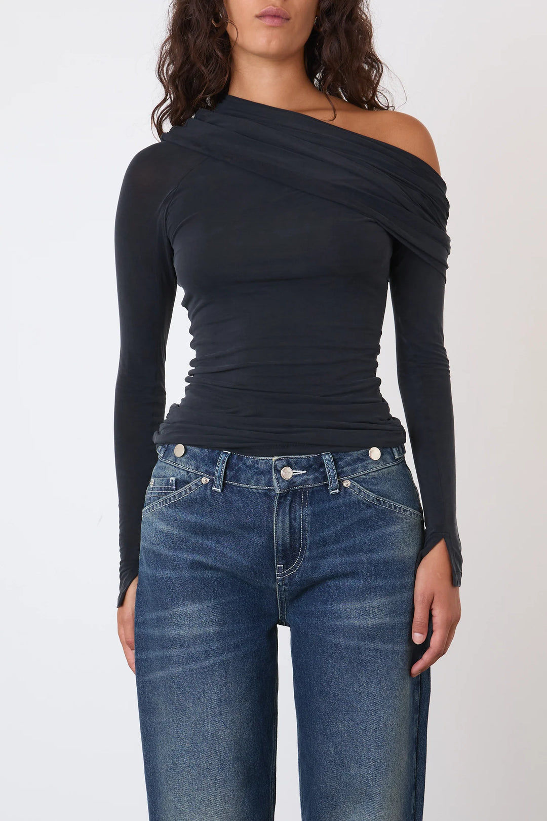 Kylie Cold Shoulder Top - Graphite