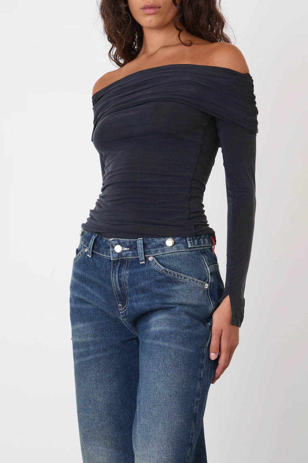 Kylie Cold Shoulder Top - Graphite
