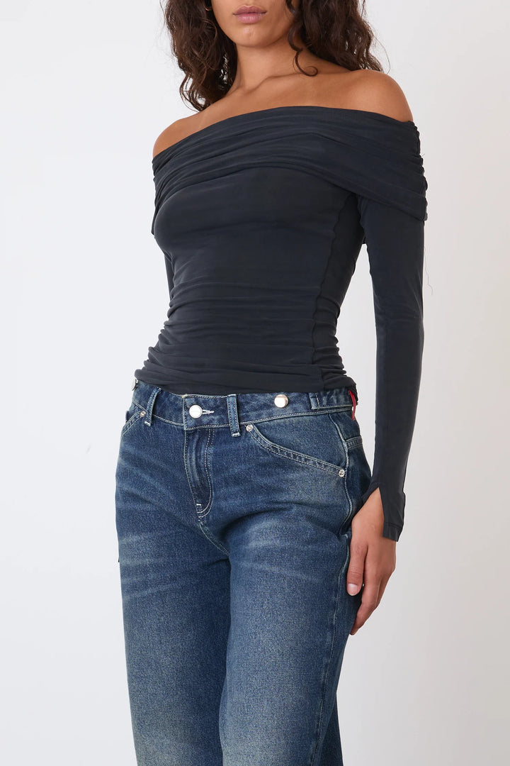 Kylie Cold Shoulder Top - Graphite