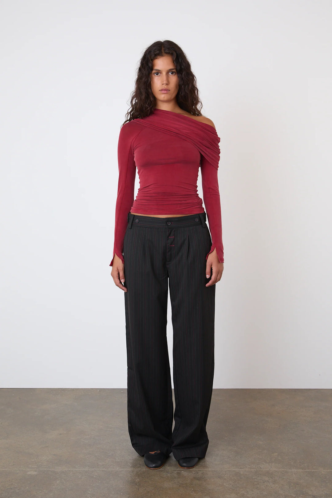 Kylie Cold Shoulder Top - Red Sandstone