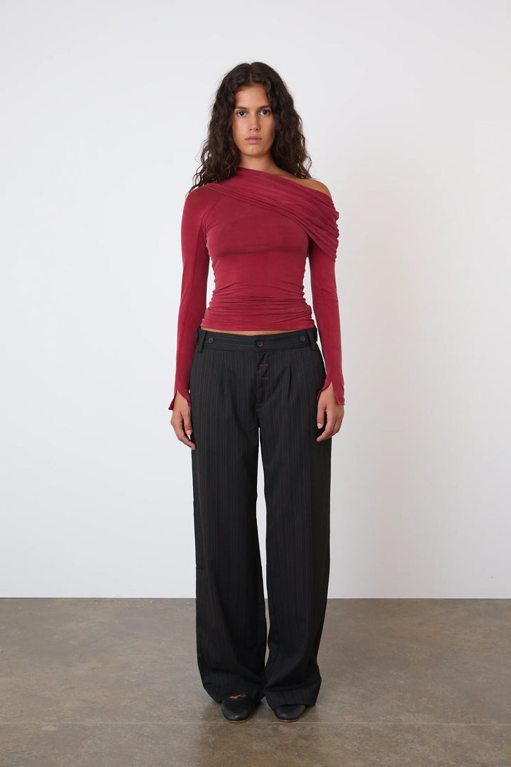 Kylie Cold Shoulder Top - Red Sandstone