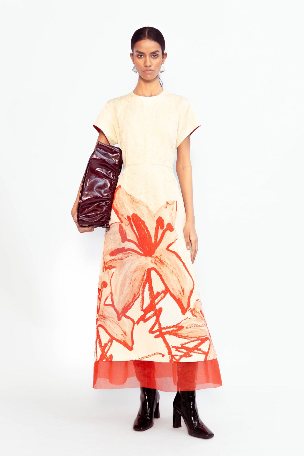 Ayrin Dress - Ecru/Coral