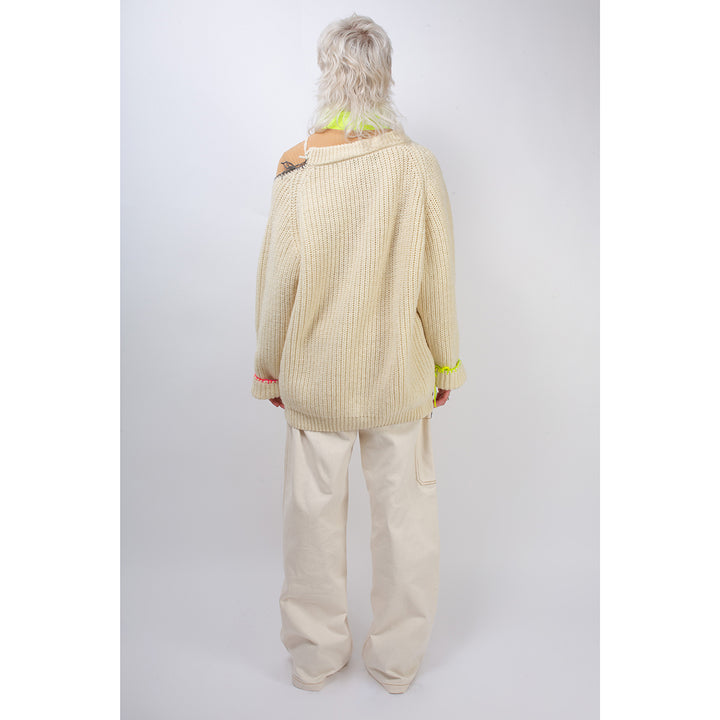 Bunny Oversized Fishermans Sweater - Ecru - Frontiers Woman