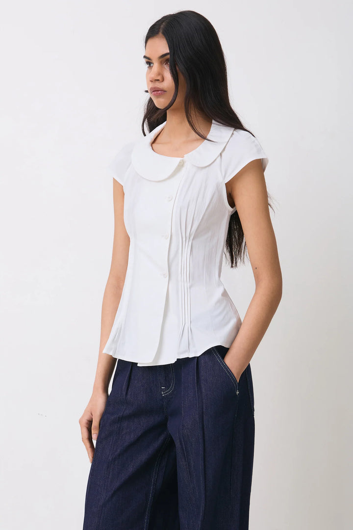 Missy Asymmetric Blouse - Porcelain