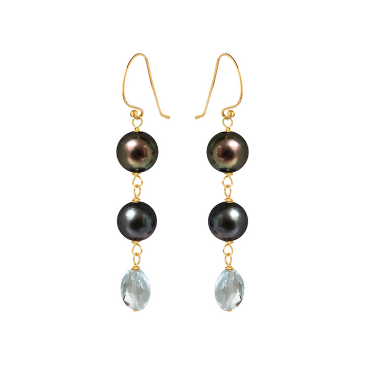 Peacock Pearl & Blue Topaz Earring